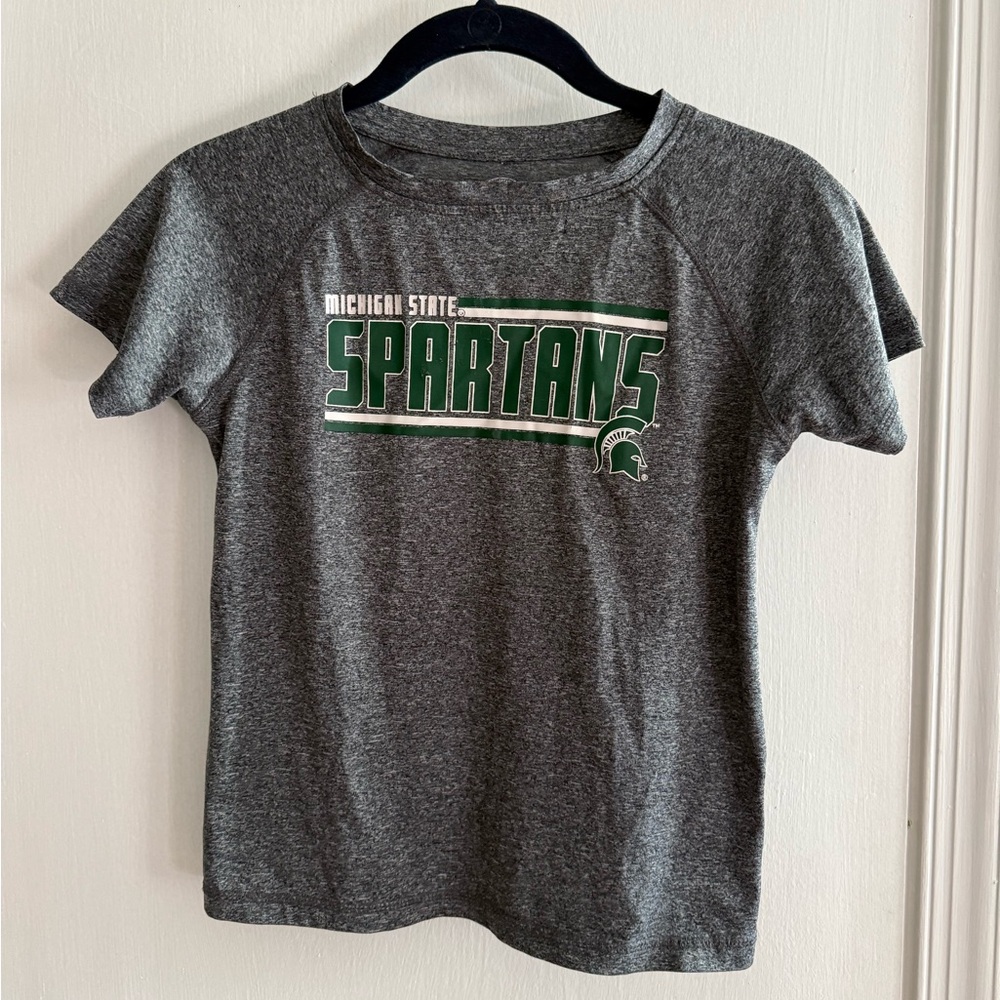 Michigan State Threads Gray and Green Kids Short Sleeve Tee